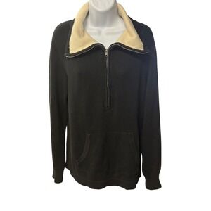 LRL Lauren Jeans Co Ralph Lauren Black 1/4 Zip Pullover Sweater‎ Womens Large